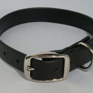 An image of a black biothane dog collar from TheUltimateLeash.com