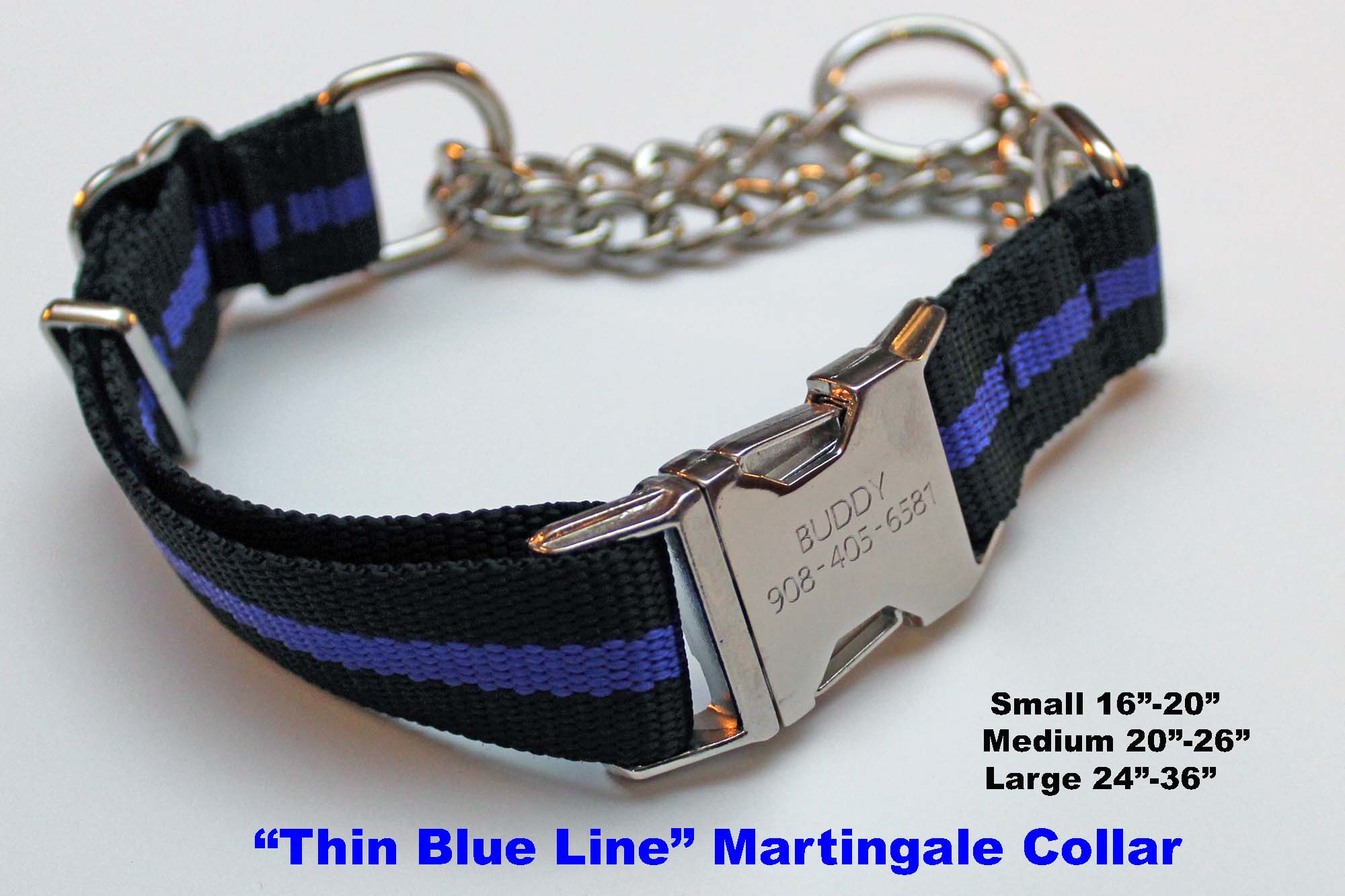 Dog Collar 1 inch wide nylon adjustable hybrid metal buckle Quatrefoil quick release chain martingale