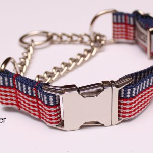 An image of an American flag martingale dog collar from the Martingale Collar Designer Series