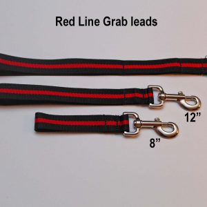 An image of three different-sized Red Line dog leads from TheUltimateLeash.com