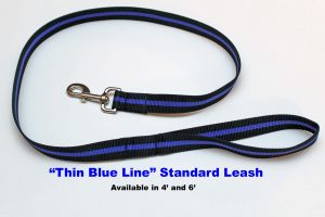 An image of a Thin Blue Line standard dog leash from TheUltimateLeash.com