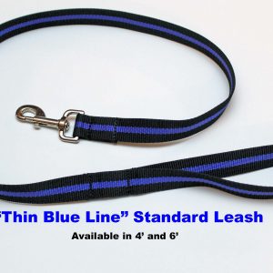 An image of a Thin Blue Line standard dog leash from TheUltimateLeash.com
